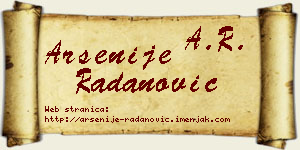 Arsenije Radanović vizit kartica